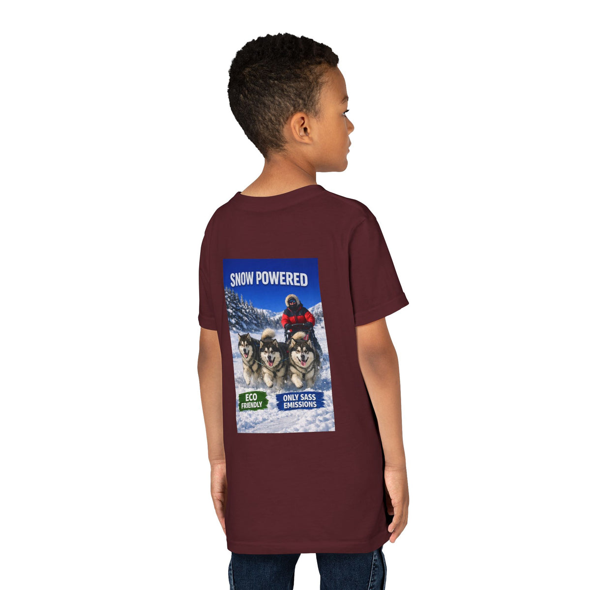 Snow Powered Youth Unisex Short Sleeve Crewneck Tee