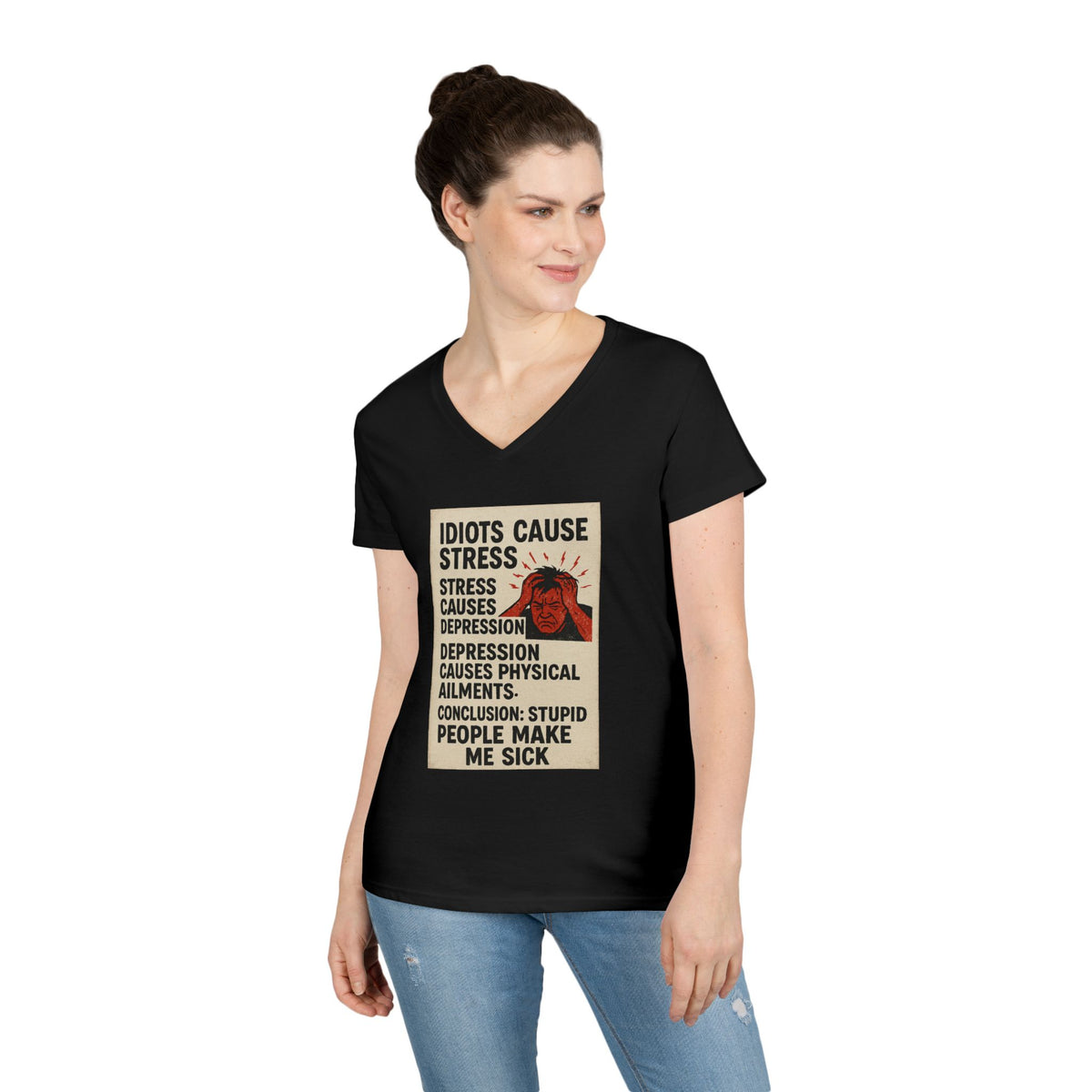 Stupid People Women's V-Neck Tee