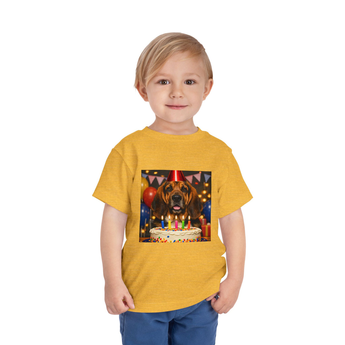 Birthday Buddy Bloodhound Toddler Unisex Short Sleeve Crewneck Tee