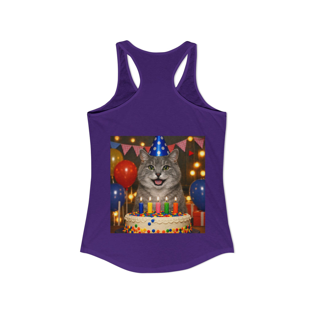 Birthday Buddy Cat Women's Racerback Tank