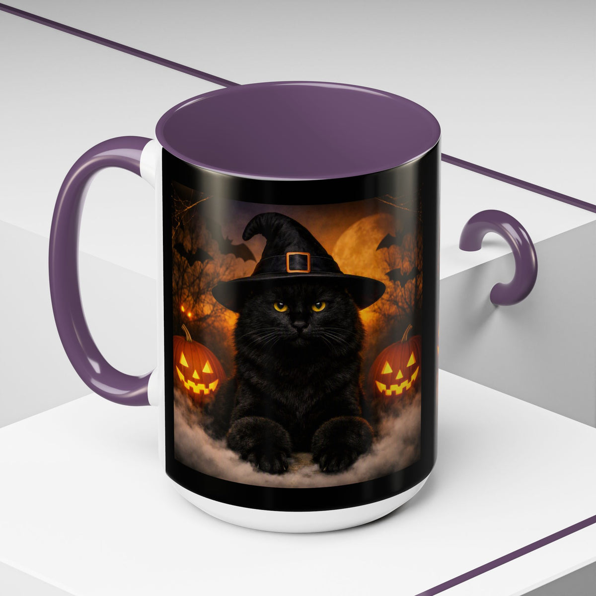 Witch Hat Pack Cat 2-Tone Coffee Mug