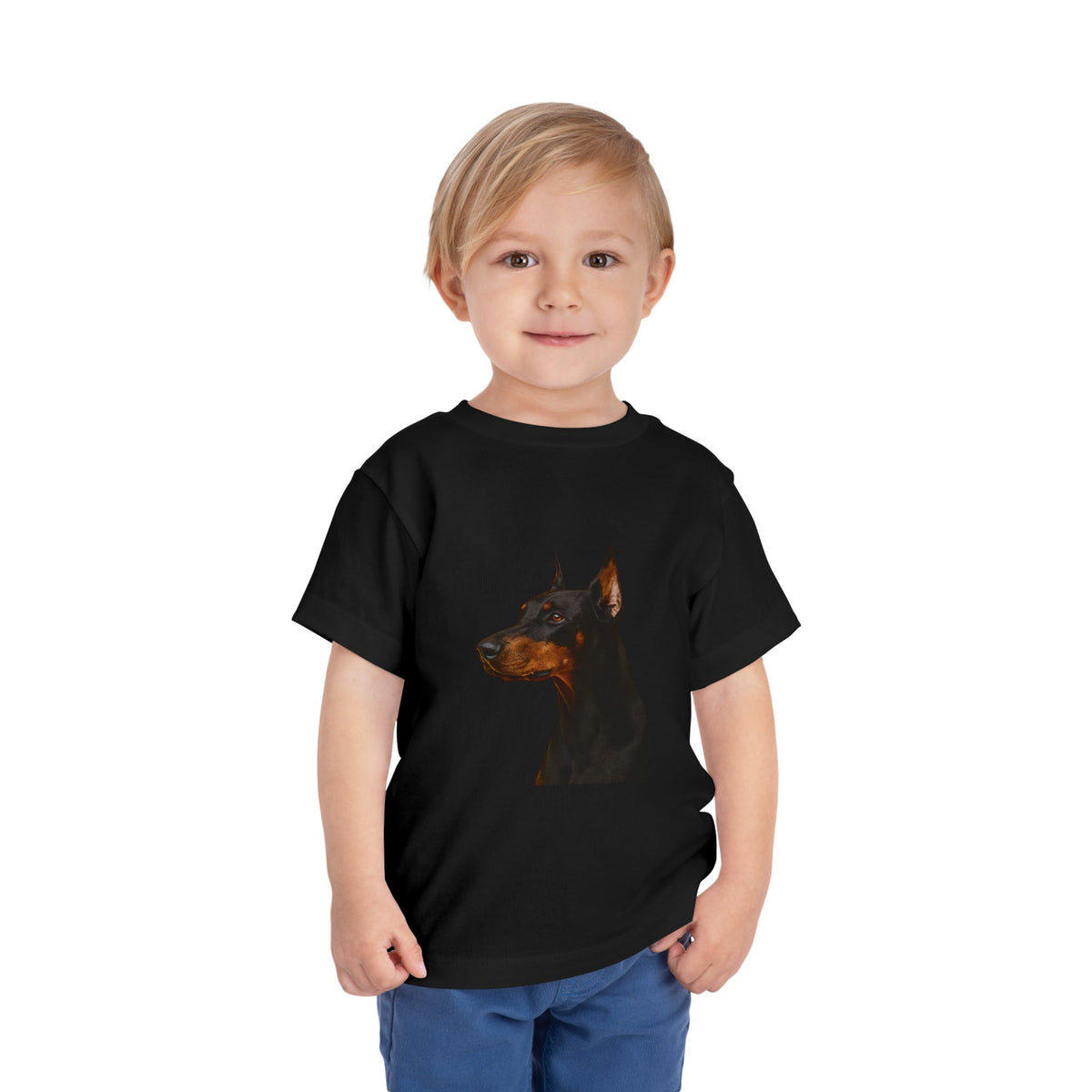 Doberman Head Toddler Unisex Short Sleeve Crewneck Tee