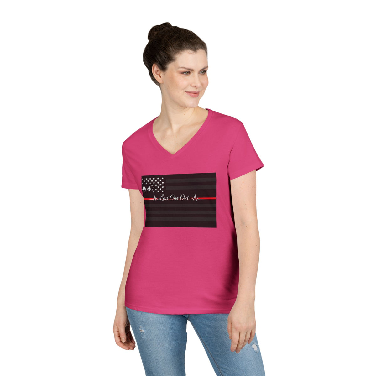Thin Red Line Women's V-Neck Tee