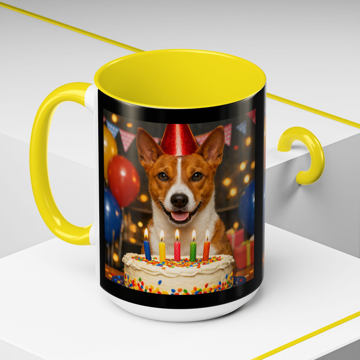 Birthday Buddy Basenji 2-Tone Coffee Mug