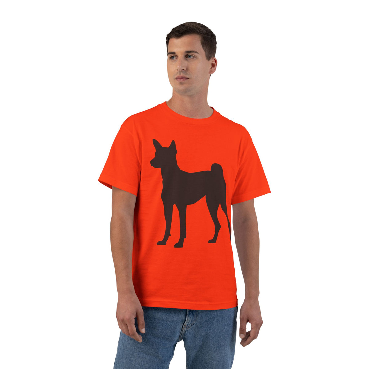 Basenji Silhouette Men's Short-Sleeve Crewneck Tee