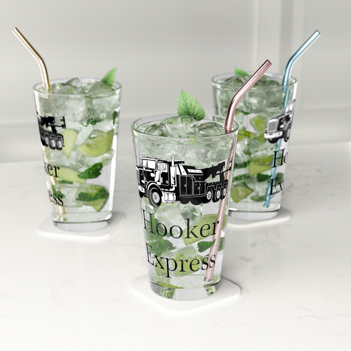 H**ker Express Heavy Tow Truck Drinking Glass