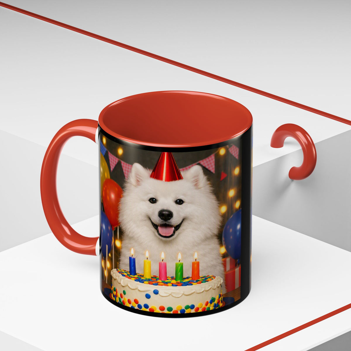 Birthday Buddy Samoyed 2-Tone Coffee Mug
