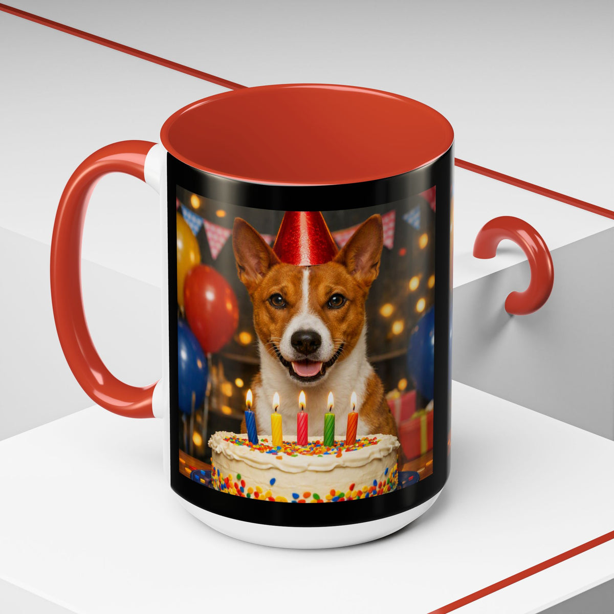 Birthday Buddy Basenji 2-Tone Coffee Mug