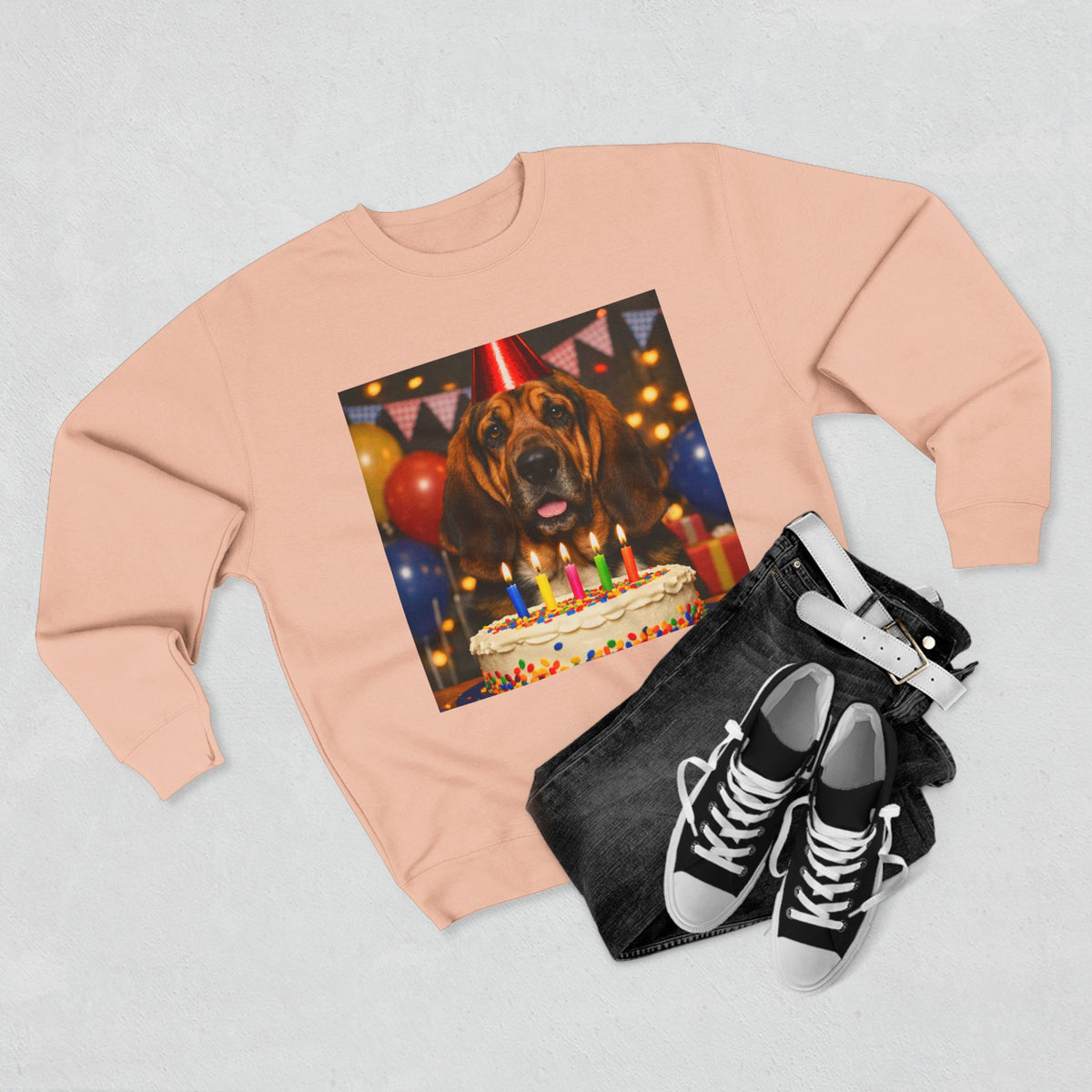 Birthday Buddy Bloodhound Unisex Crewneck Sweatshirt
