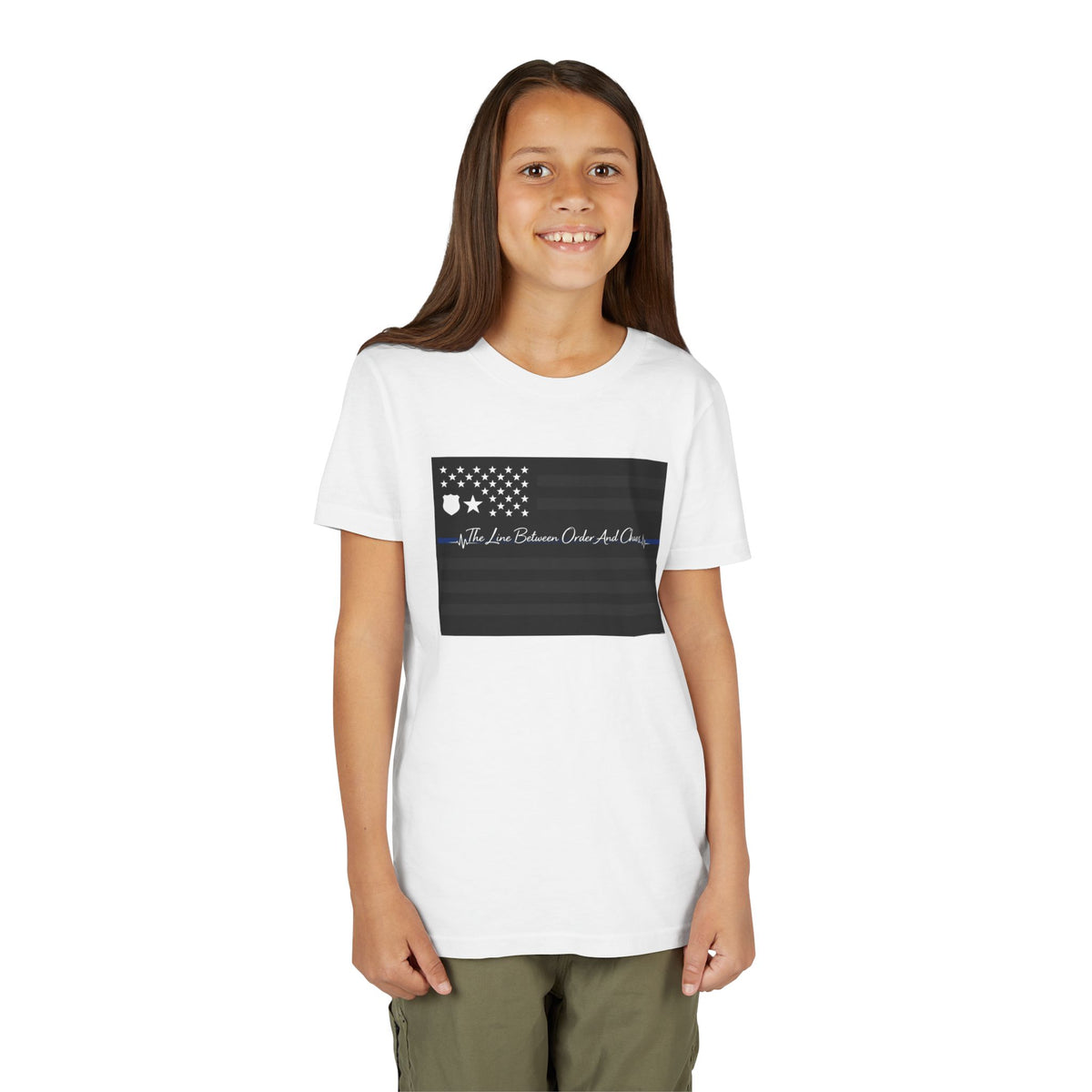 Thin Blue Line Youth Unisex Short Sleeve Crewneck Tee