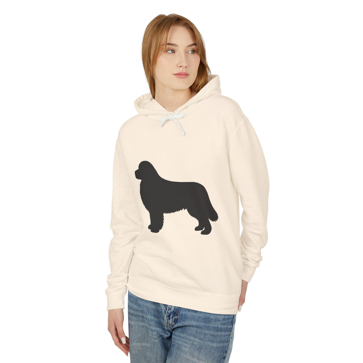 Newfie Silhouette Unisex Lightweight Hoodie