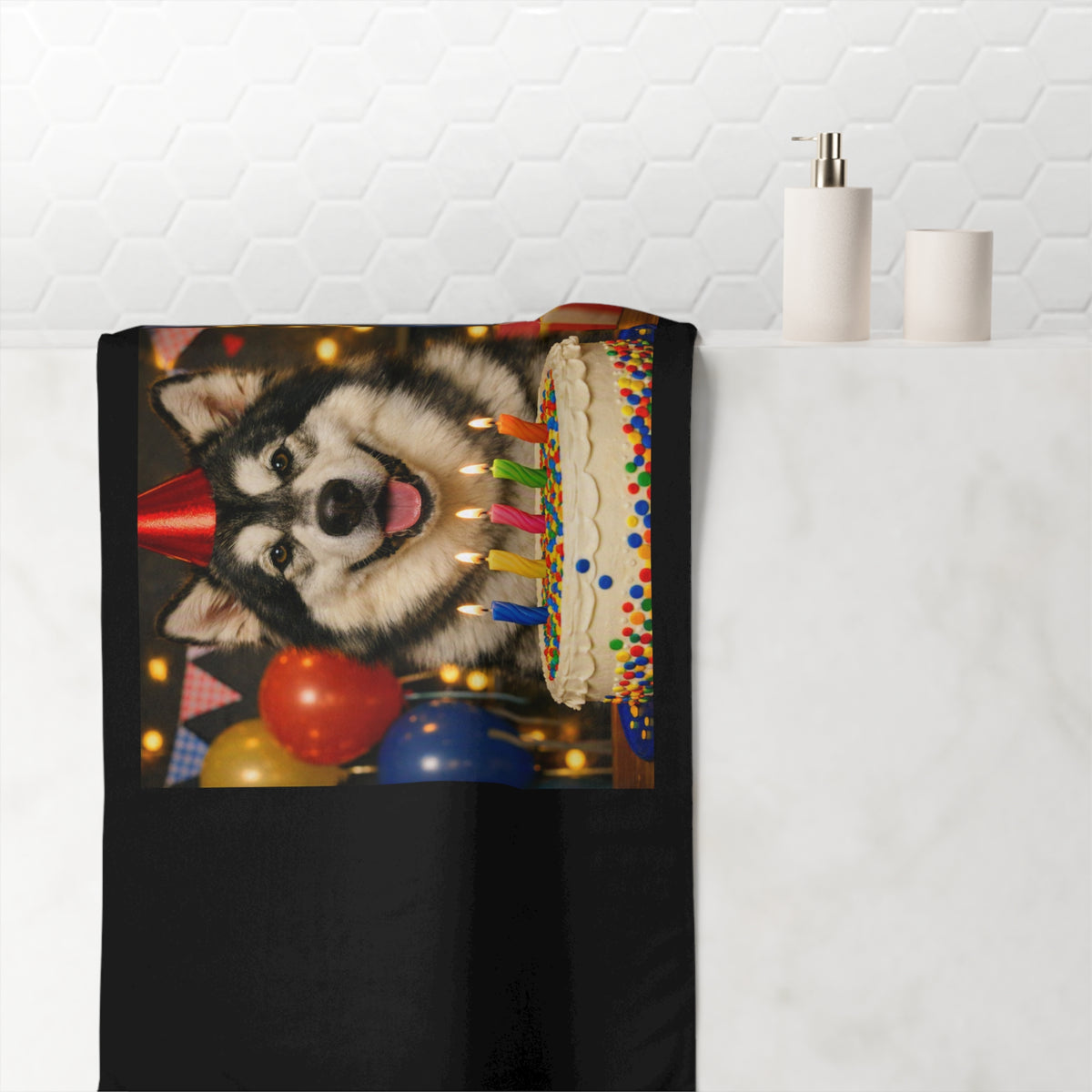 Birthday Buddy Malamute Mink-Cotton Beach Towel