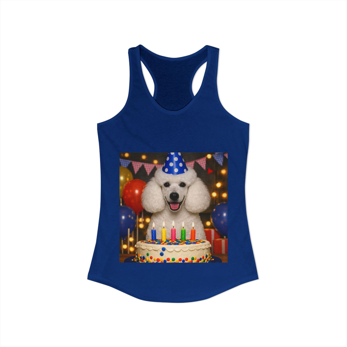Birthday Buddy Poodle Women's Racerback Tank