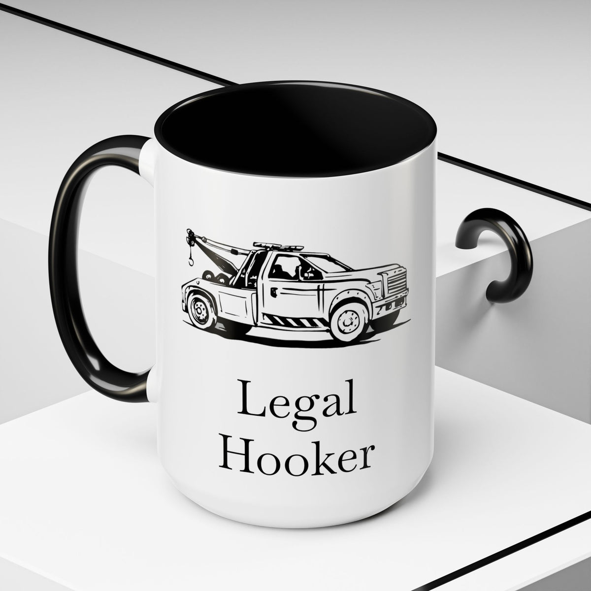 Legal H**ker Wheel Lift Tow Truck 2-Tone Coffee Mug