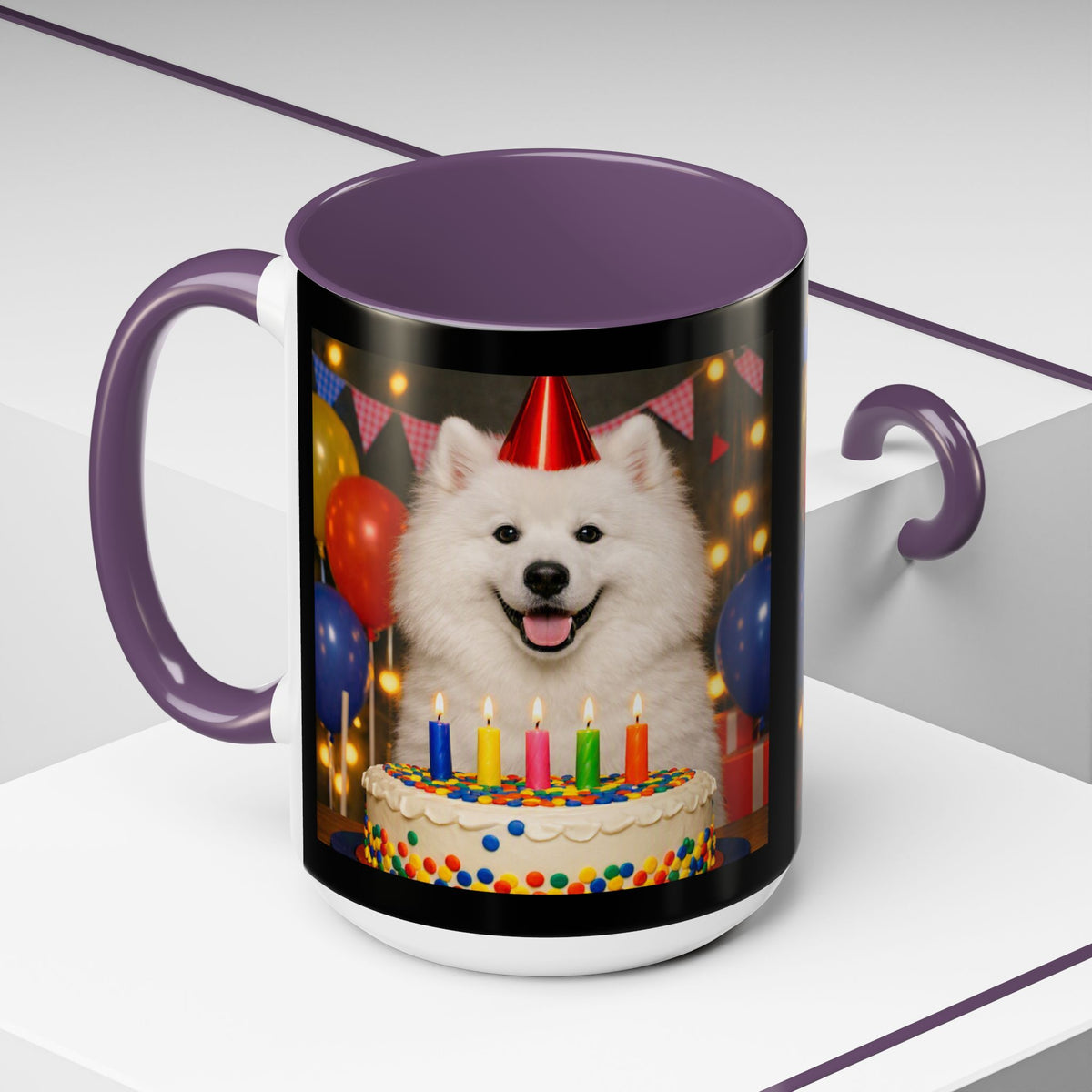 Birthday Buddy Samoyed 2-Tone Coffee Mug