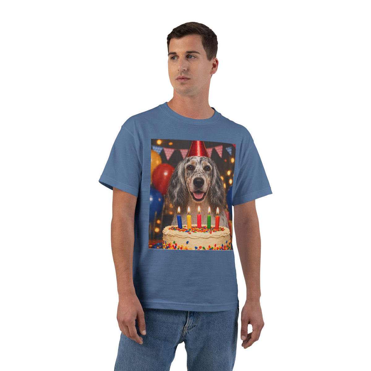 Birthday Buddy English Setter Men's Short-Sleeve Crewneck Tee
