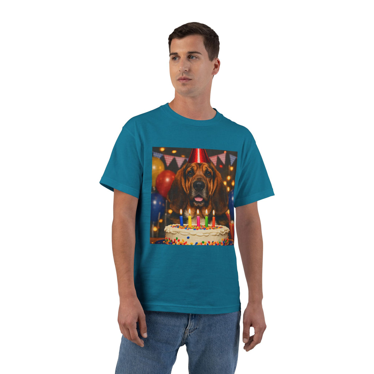 Birthday Buddy Bloodhound Men's Short-Sleeve Crewneck Tee