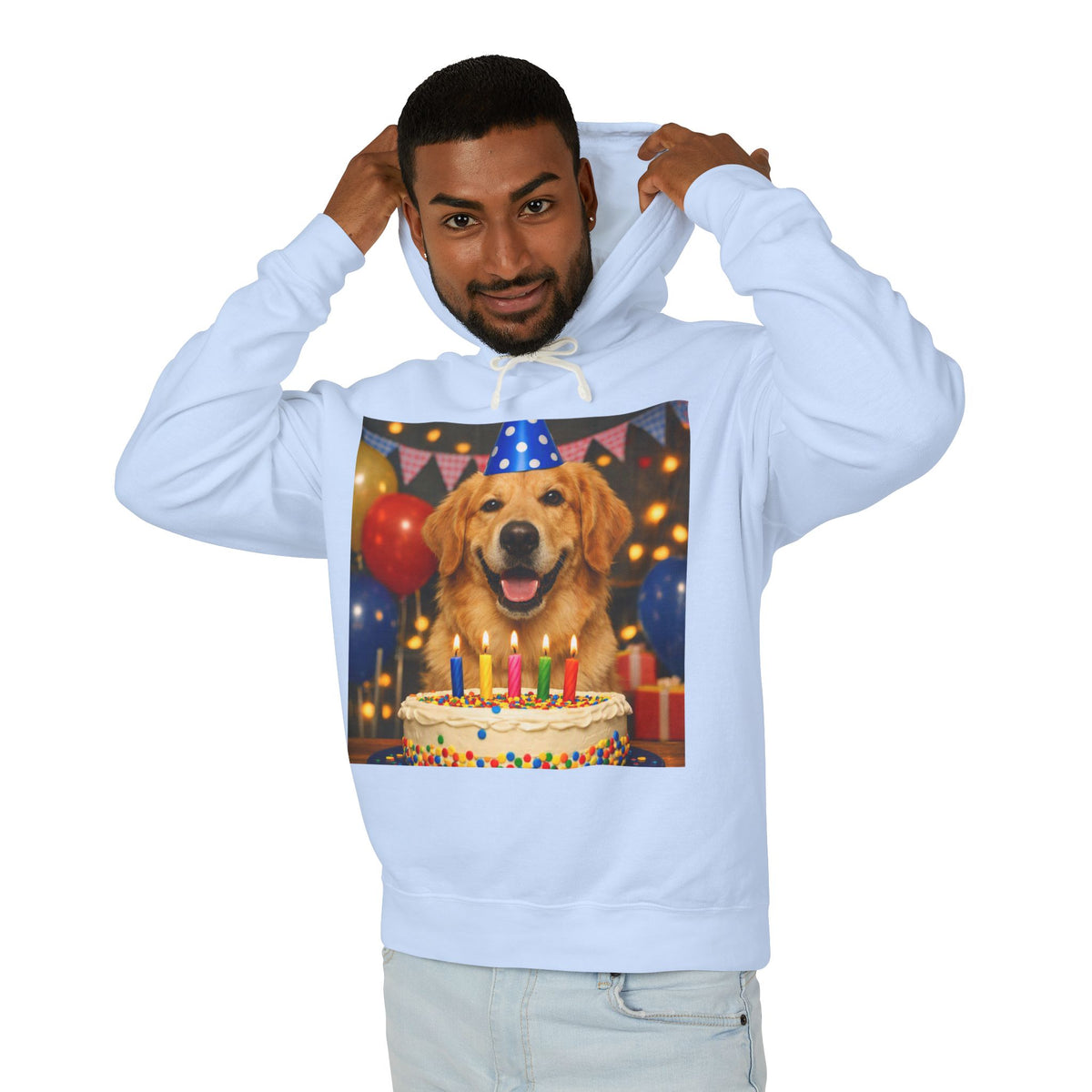 Birthday Buddy Golden Unisex Lightweight Hoodie