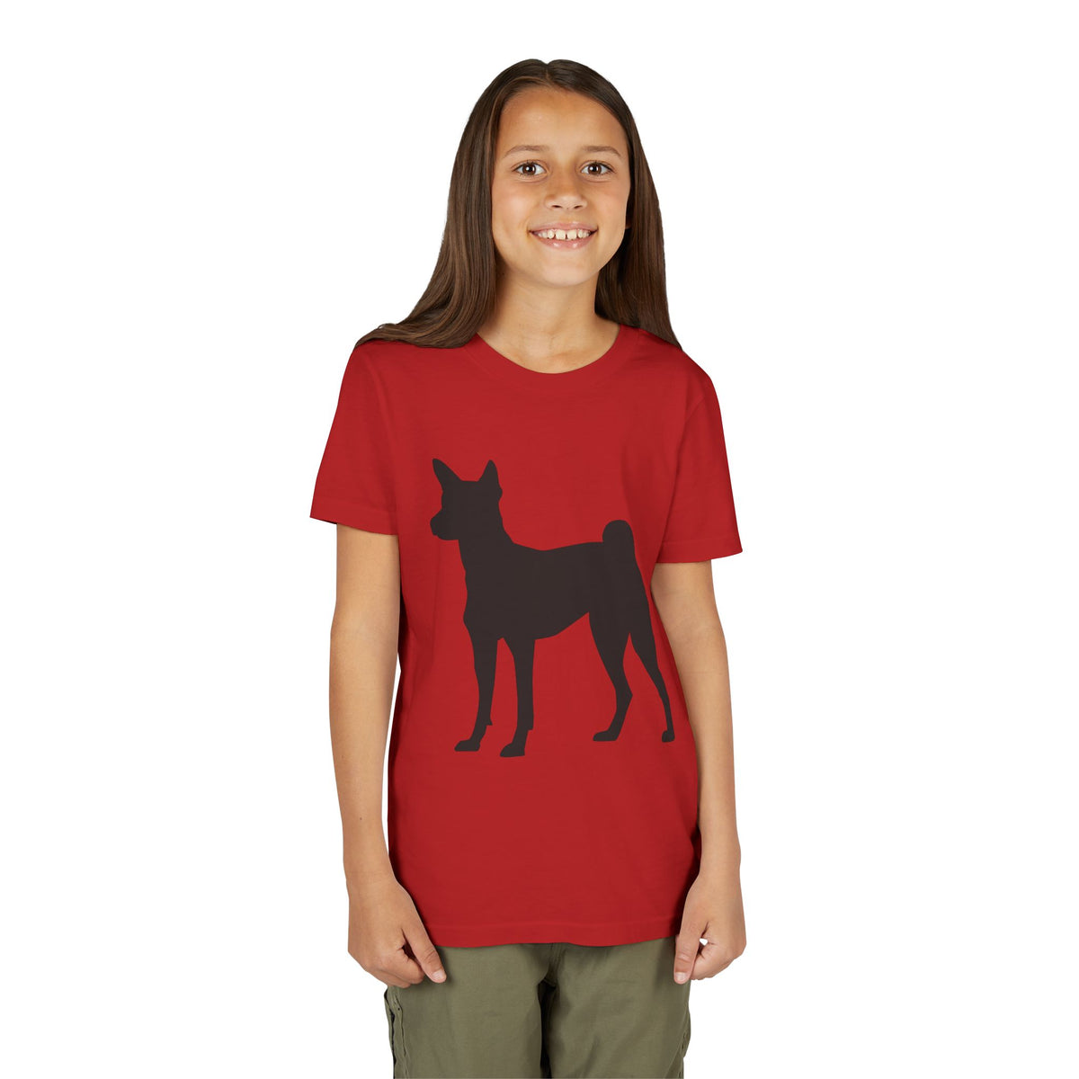 Basenji Silhouette Youth Unisex Short Sleeve Crewneck Tee