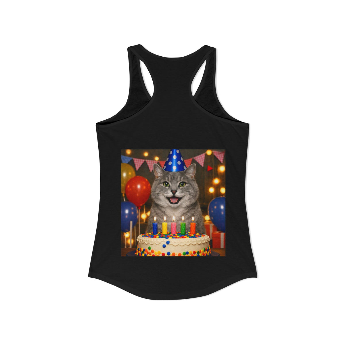 Birthday Buddy Cat Women's Racerback Tank