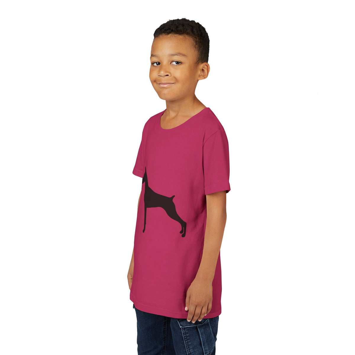 Doberman Silhouette Youth Unisex Short Sleeve Crewneck Tee