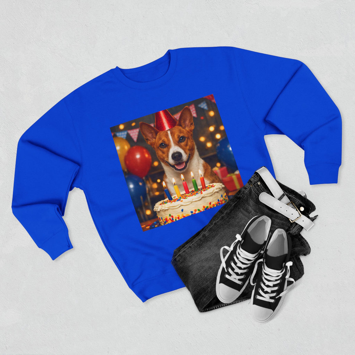 Birthday Buddy Basenji Unisex Crewneck Sweatshirt
