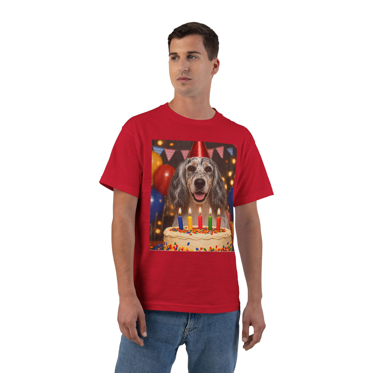 Birthday Buddy English Setter Men's Short-Sleeve Crewneck Tee