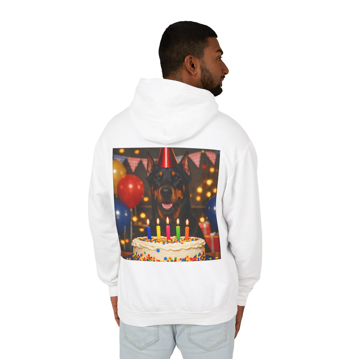 Birthday Buddy Doberman Unisex Lightweight Hoodie
