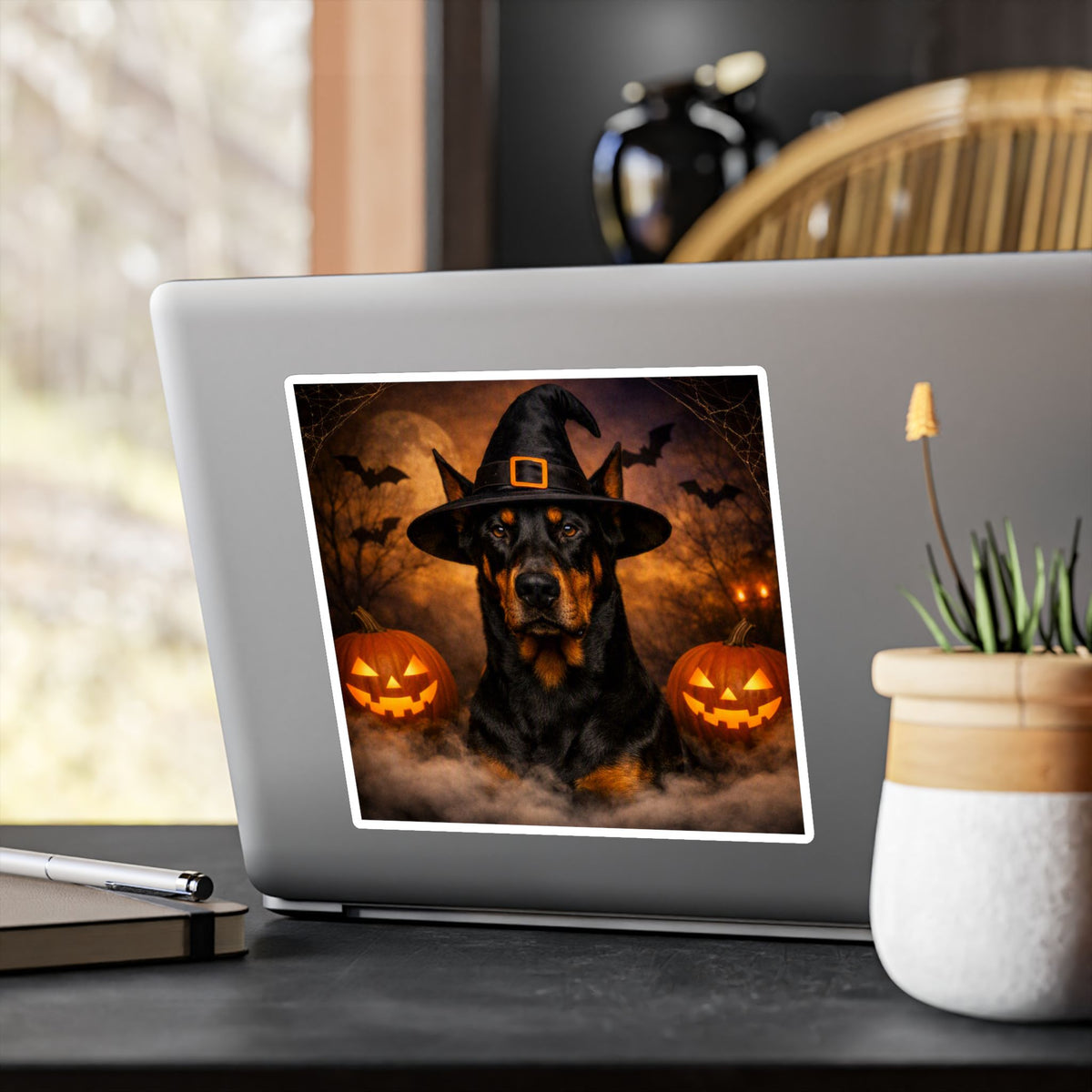 Witch Hat Pack Doberman Vinyl Decal