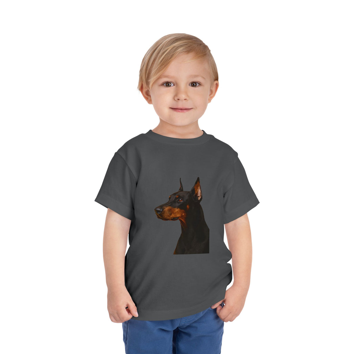 Doberman Head Toddler Unisex Short Sleeve Crewneck Tee