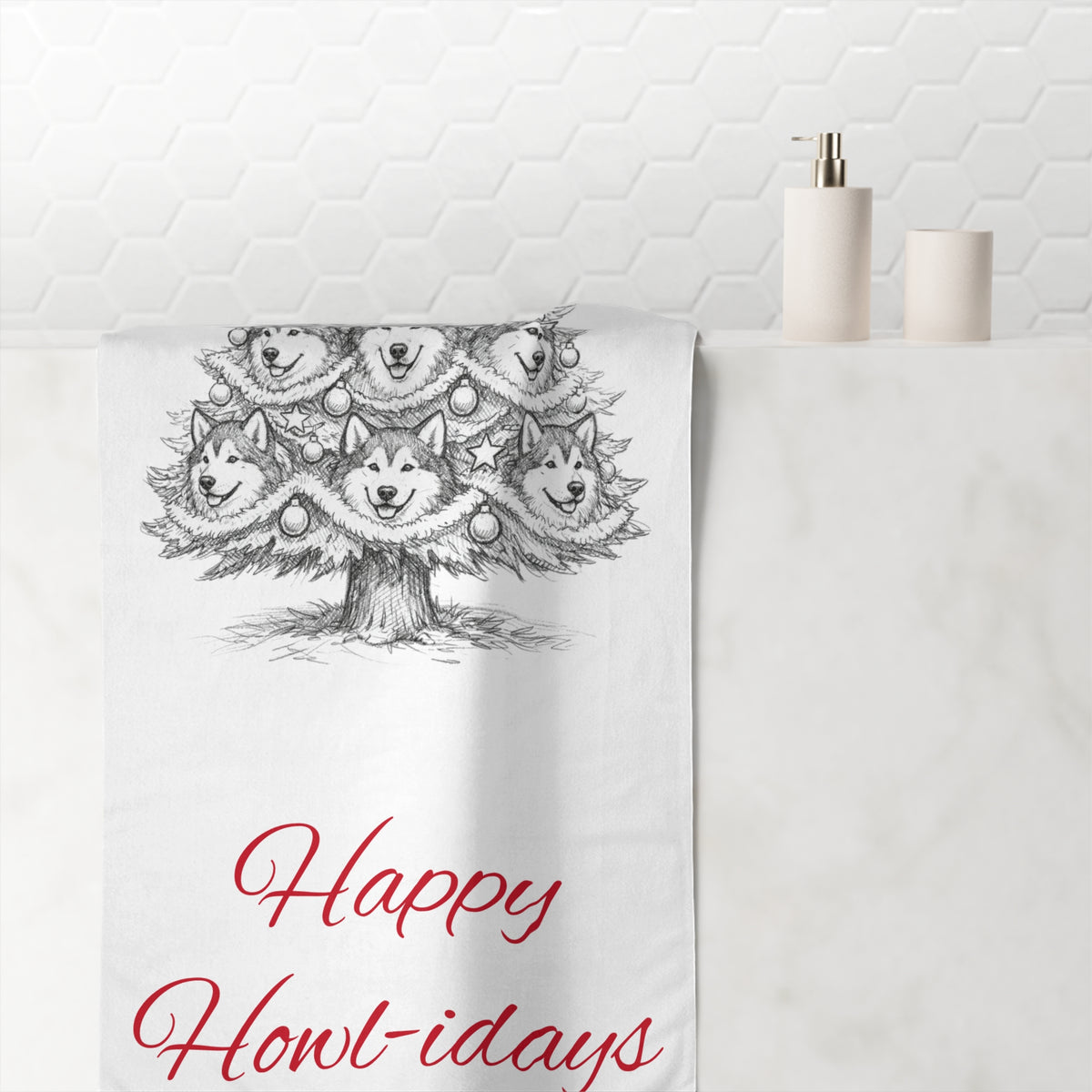 Happy Howl-idays Mink-Cotton Beach Towel