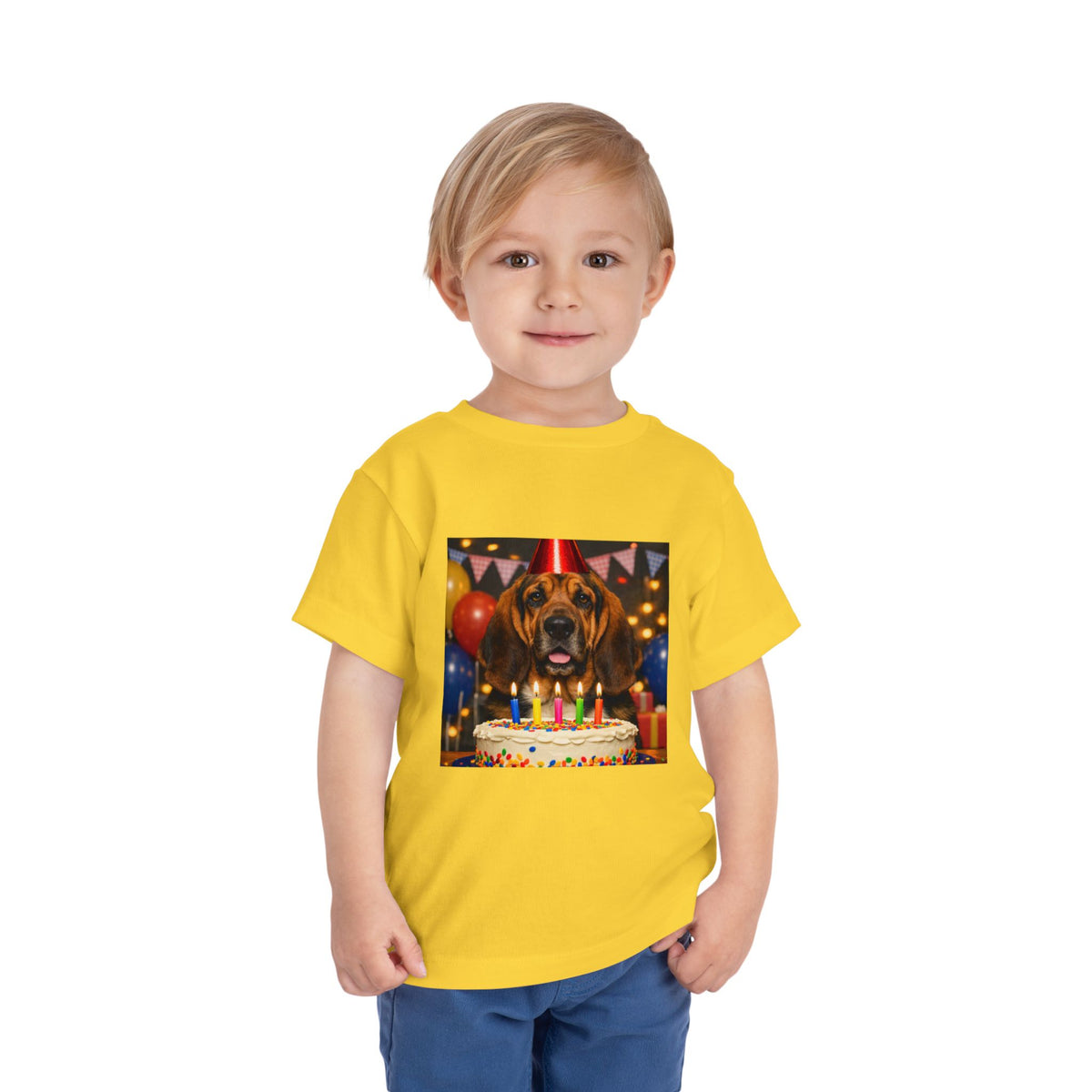 Birthday Buddy Bloodhound Toddler Unisex Short Sleeve Crewneck Tee
