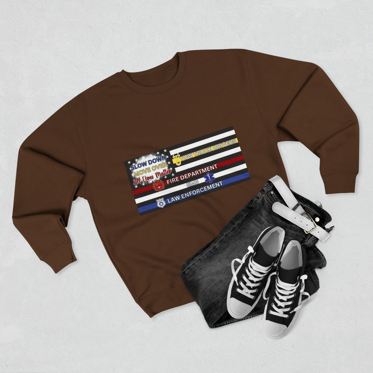 Slow Down Move Over Flag Unisex Crewneck Sweatshirt
