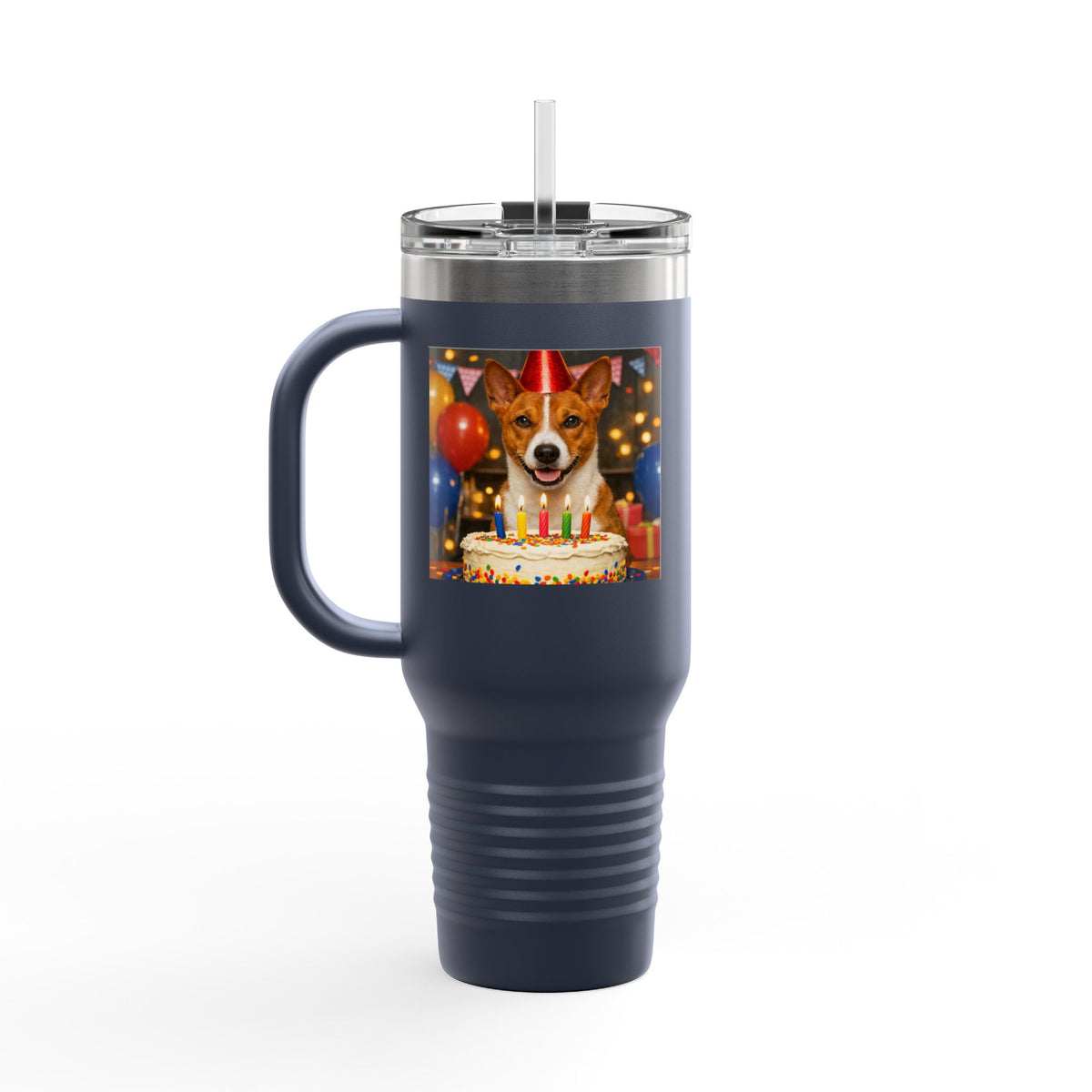 Birthday Buddy Basenji Insulated Travel Mug