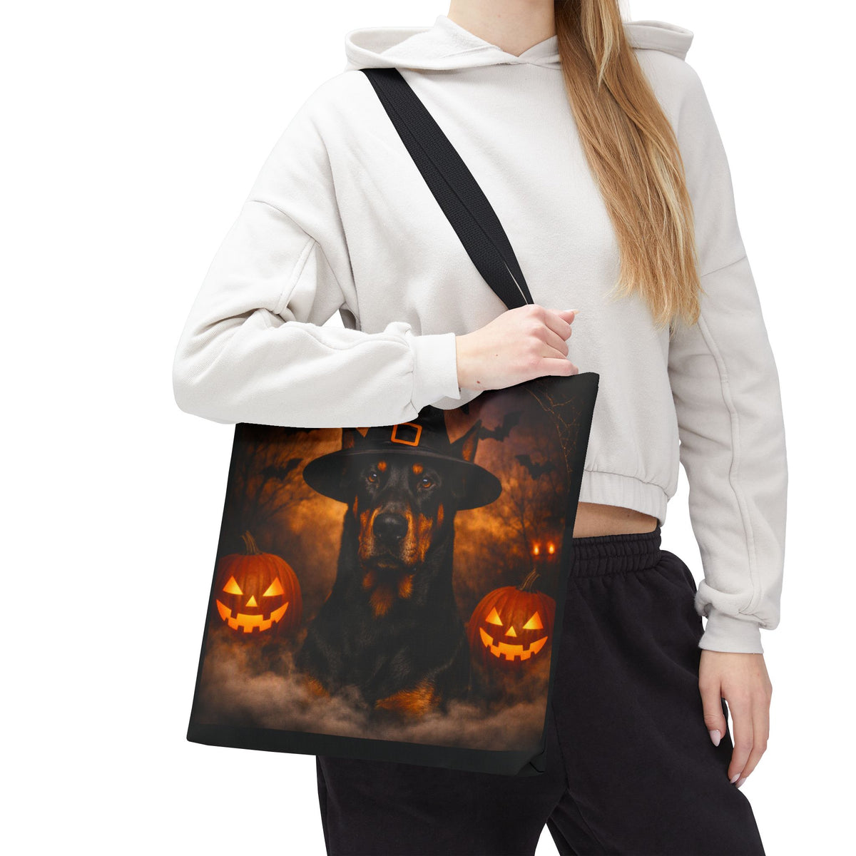 Witch Hat Pack Doberman Tote Bag
