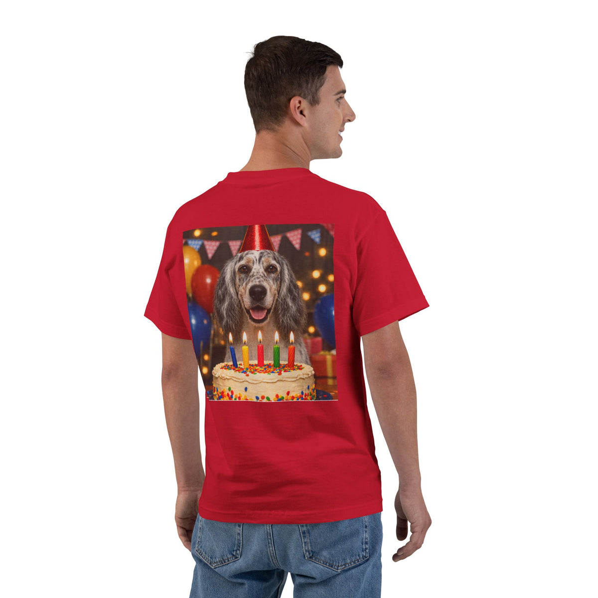 Birthday Buddy English Setter Men's Short-Sleeve Crewneck Tee