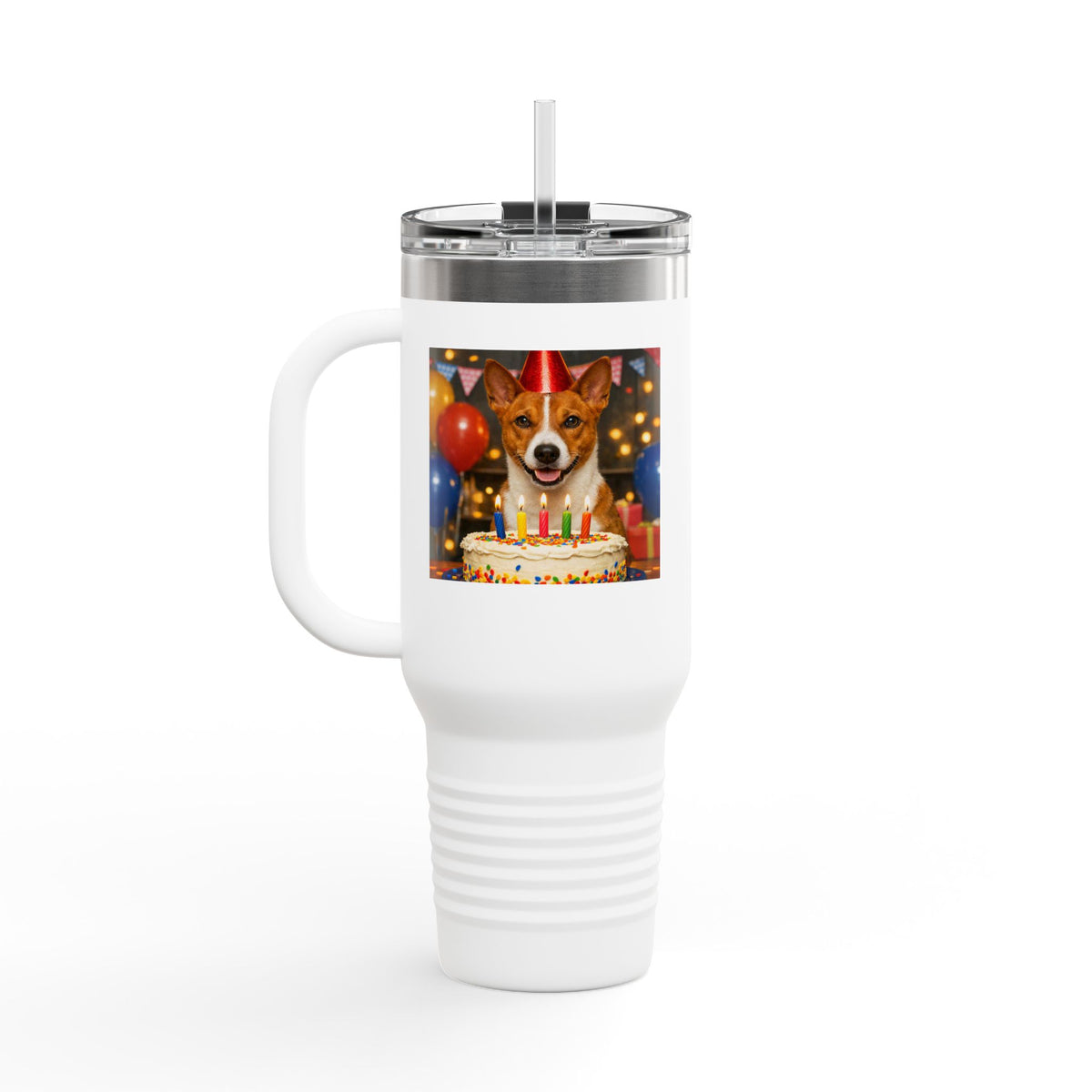 Birthday Buddy Basenji Insulated Travel Mug