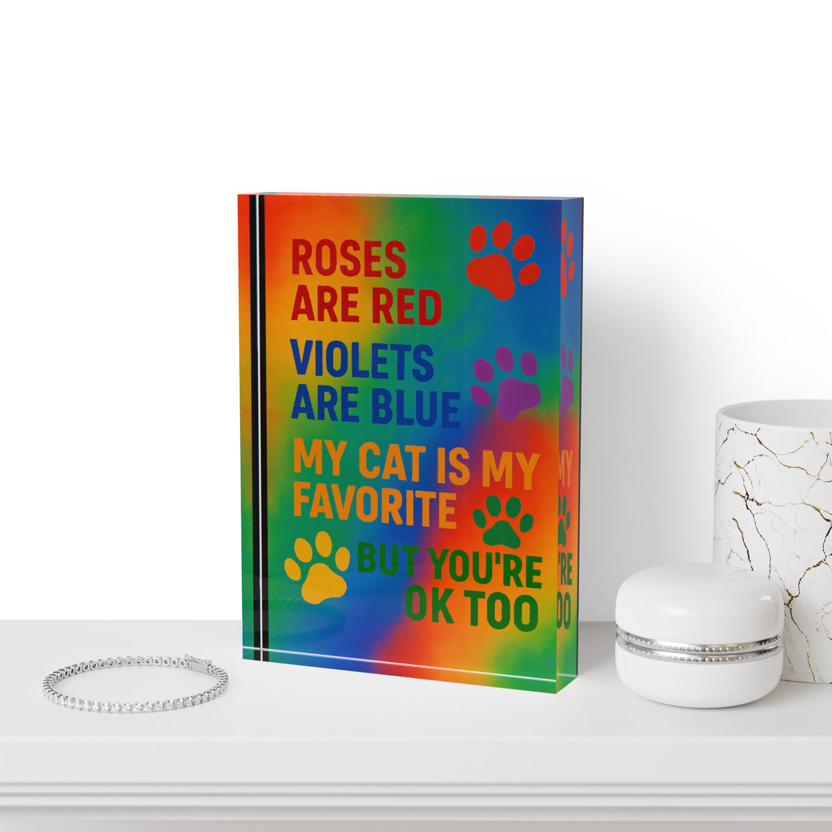 Roses Are Red Cat Acrylic Photo Block