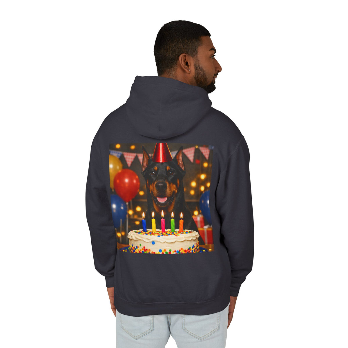 Birthday Buddy Doberman Unisex Lightweight Hoodie