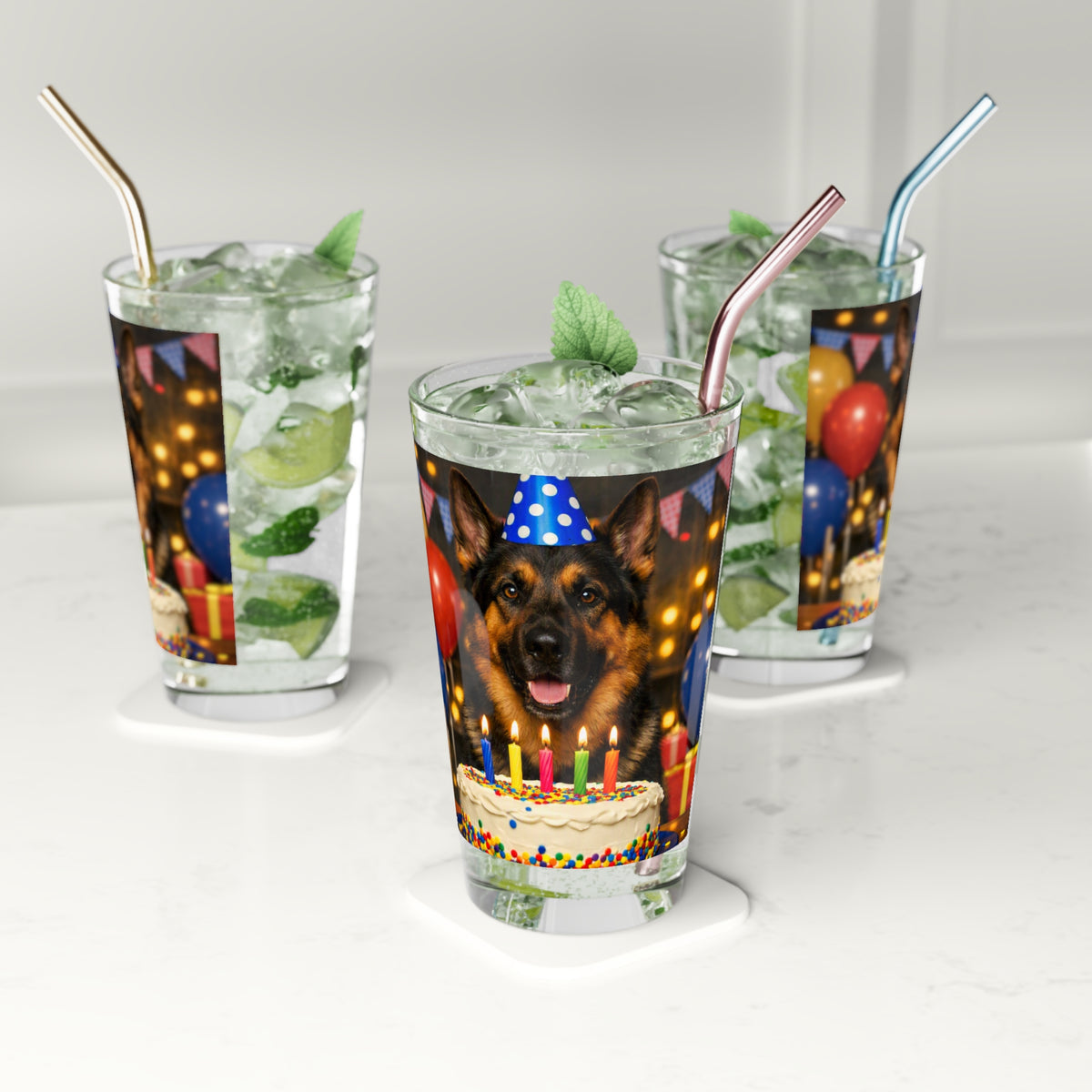 Birthday Buddy German Shepherd Drinking Glass