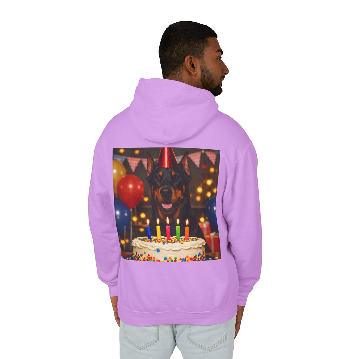 Birthday Buddy Doberman Unisex Lightweight Hoodie