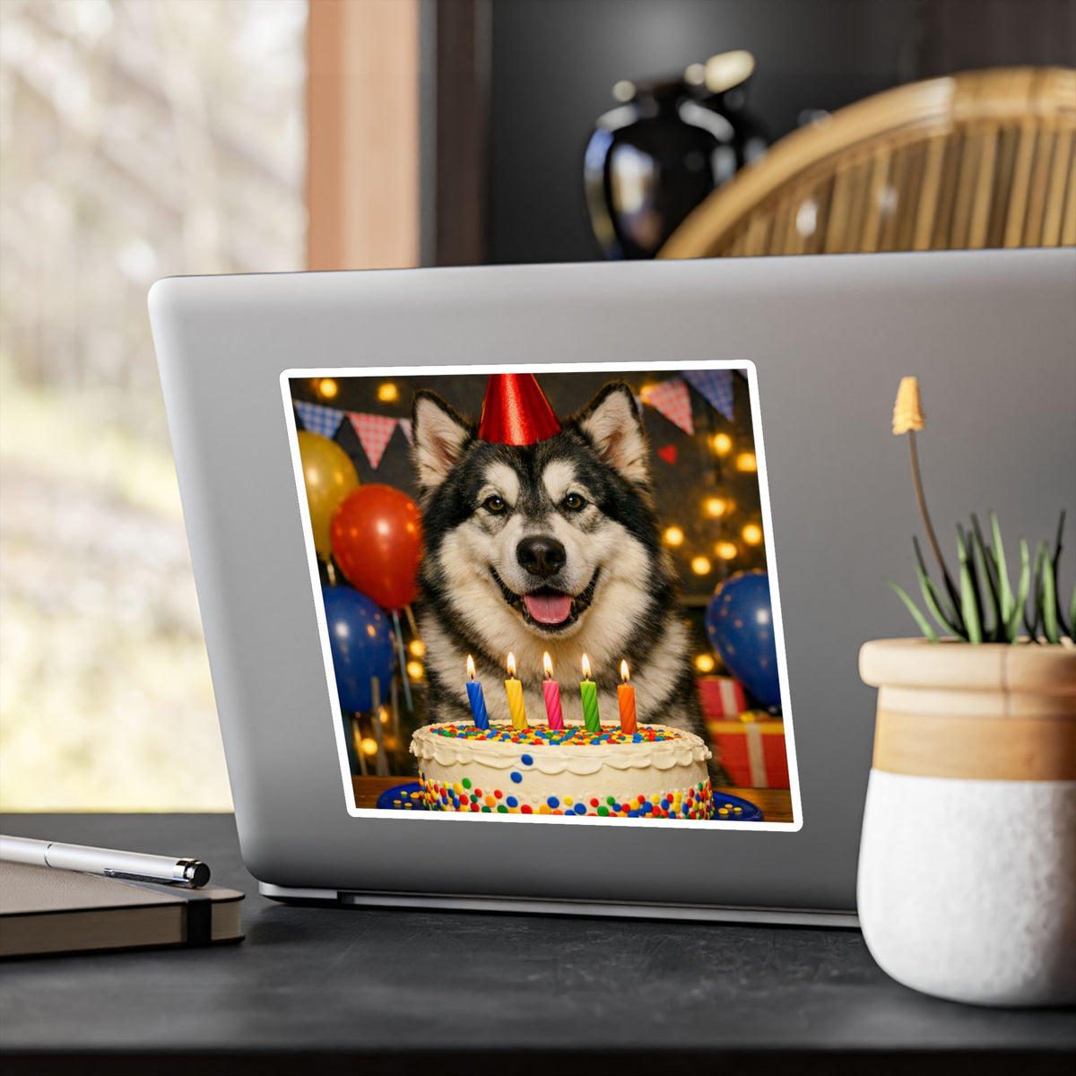 Birthday Buddy Malamute Vinyl Decal