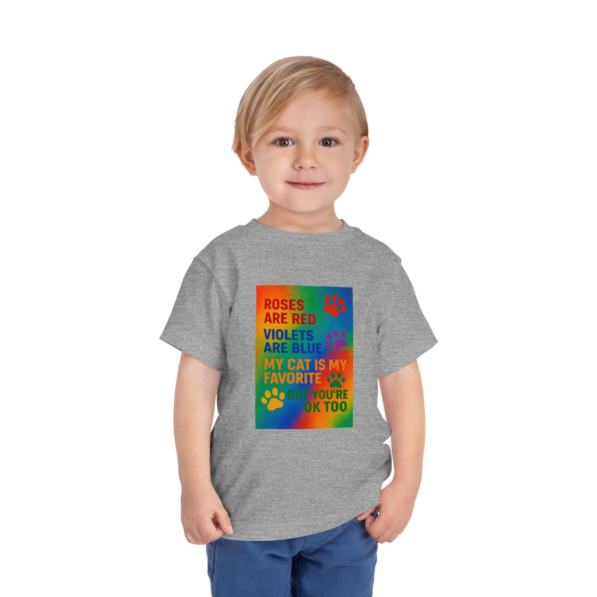 Roses Are Red Cat Toddler Unisex Short Sleeve Crewneck Tee