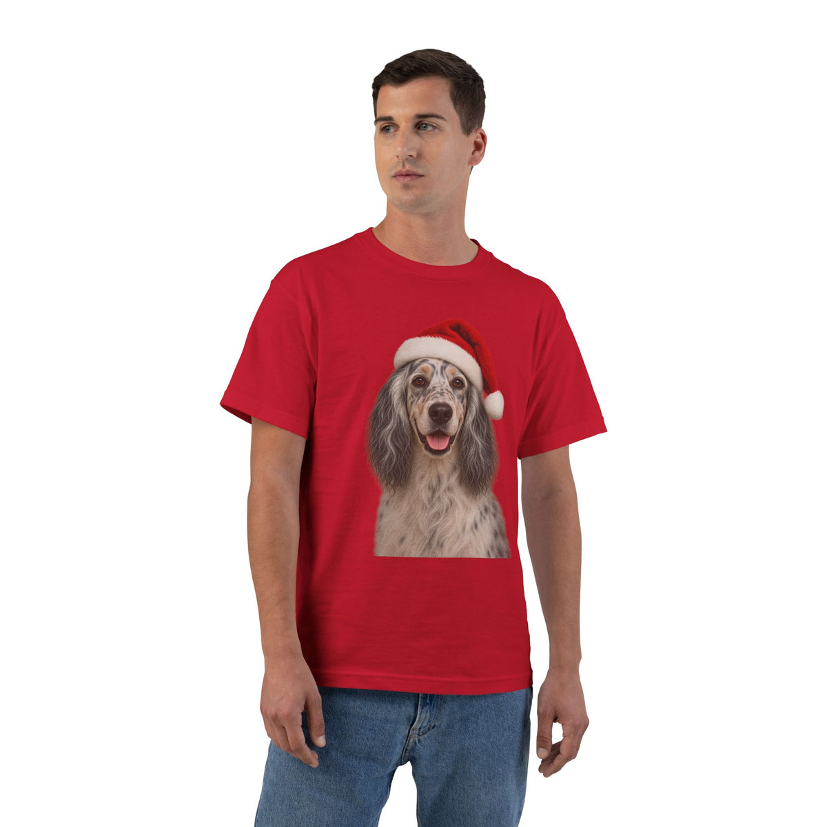 Santa Paws English Setter Men's Short-Sleeve Crewneck Tee