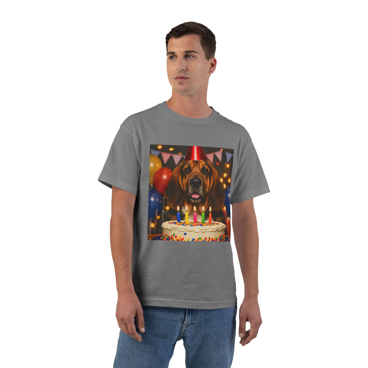 Birthday Buddy Bloodhound Men's Short-Sleeve Crewneck Tee