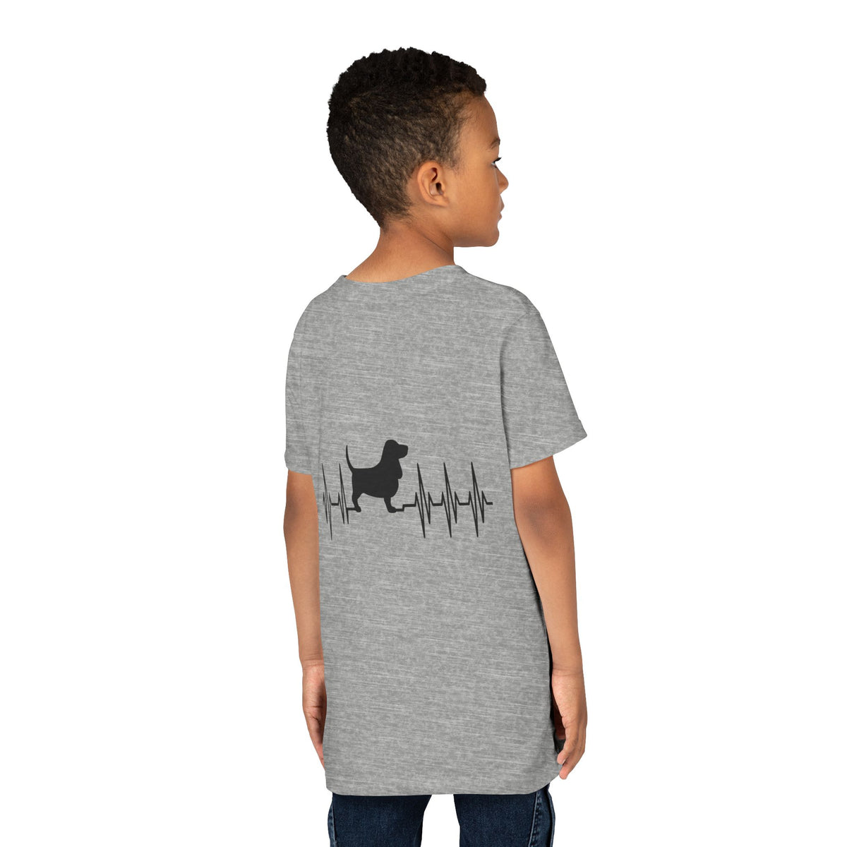 My Heart Beats For Bassets Youth Unisex Short Sleeve Crewneck Tee