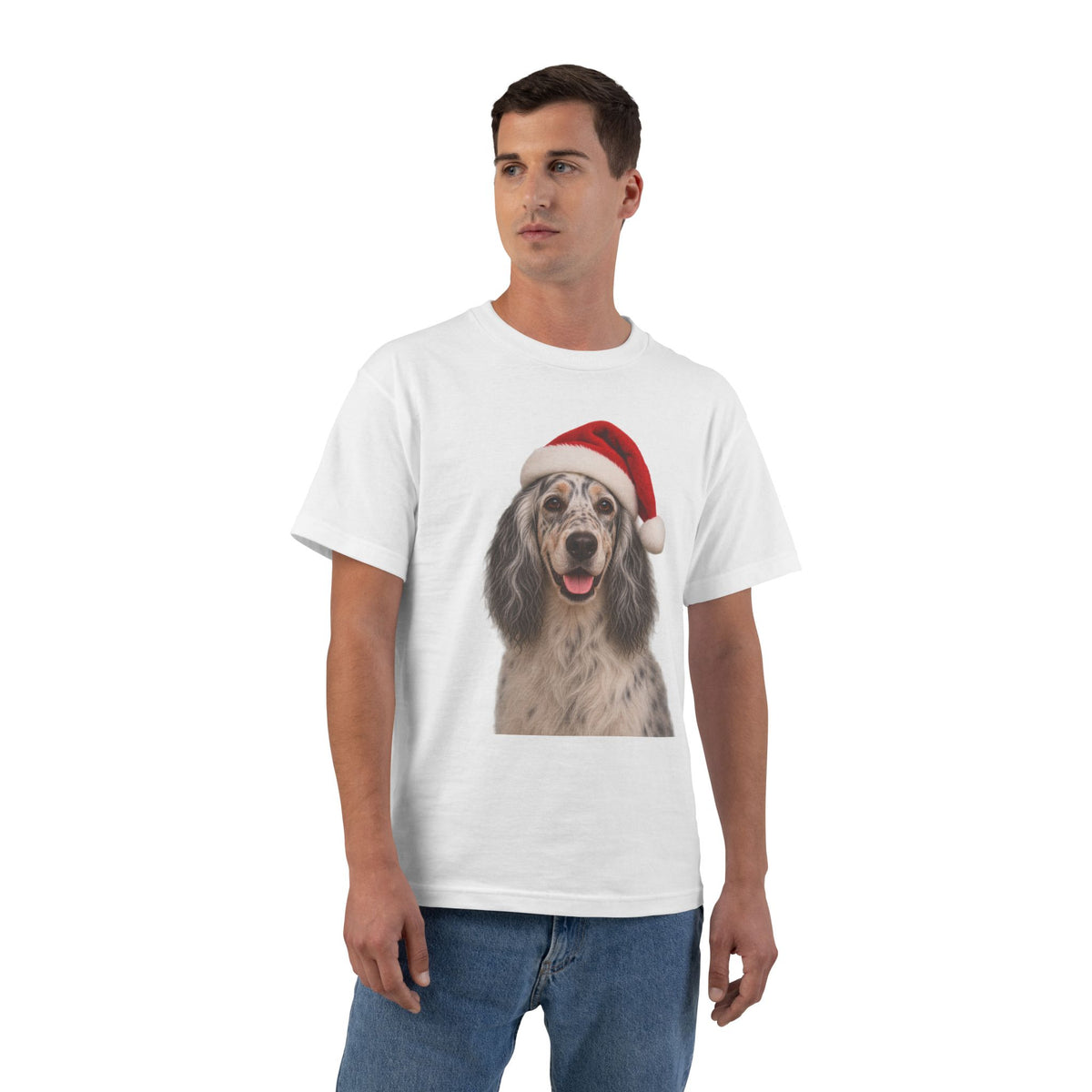 Santa Paws English Setter Men's Short-Sleeve Crewneck Tee