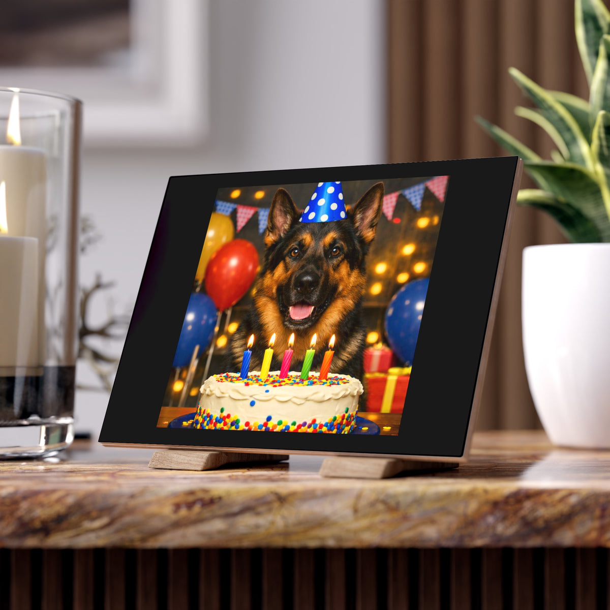 Birthday Buddy German Shepherd Ceramic Photo Tile