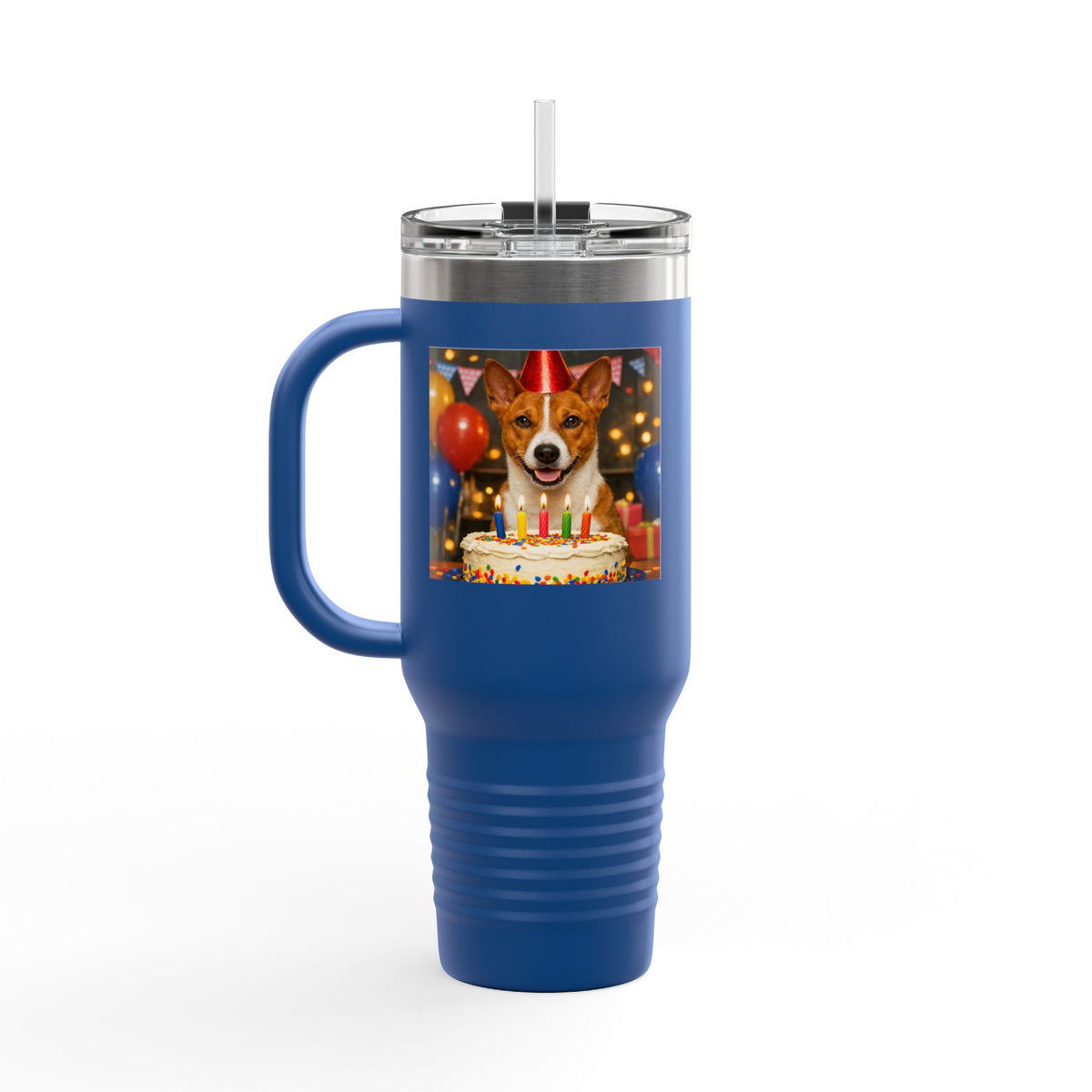 Birthday Buddy Basenji Insulated Travel Mug