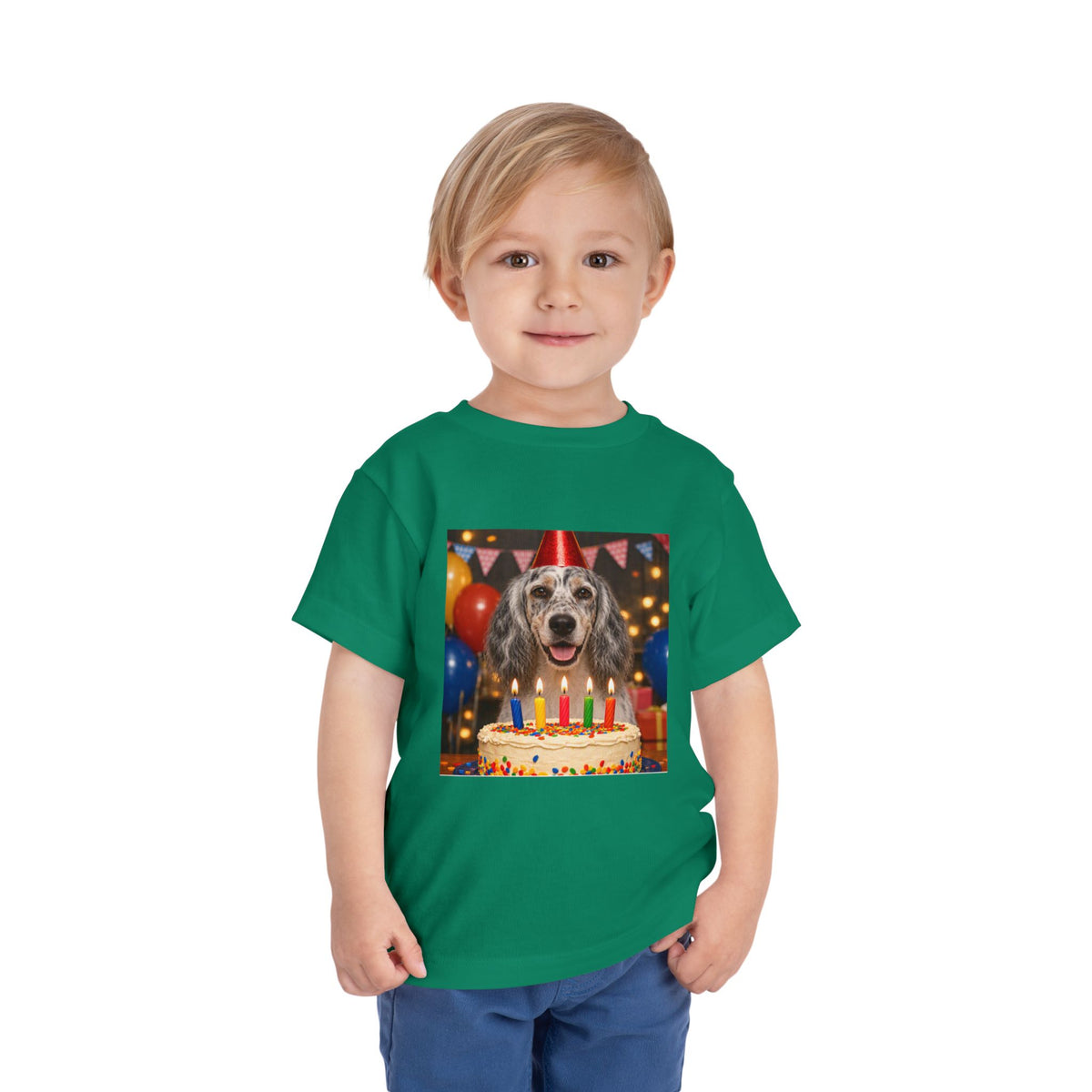 Birthday Buddy English Setter Toddler Unisex Short Sleeve Crewneck Tee